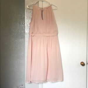 Chiffon Blush Pink High Neck Dress
